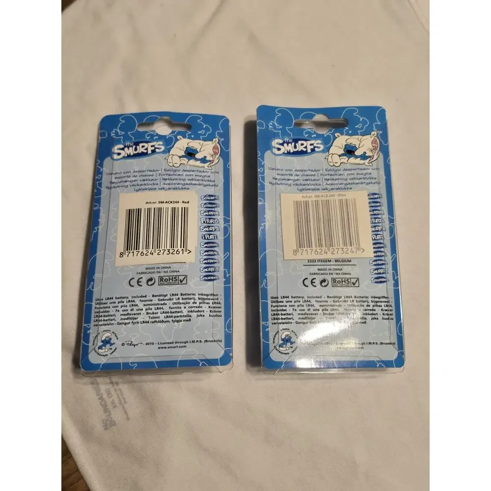 Papa Smurf And Hefty mini clock with alarm (keychains) 1 Each Peyo Company New